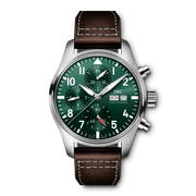 IWC Pilot’s Watch Chronograph 41 IW356517 - cassa acciaio - cinturino in pelle marrone - quadrante verde con datario e cronografo